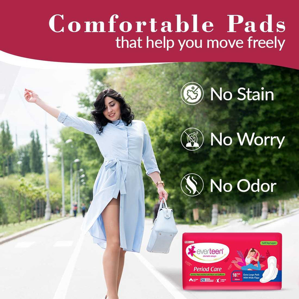 Period Care XL Soft Sanitary Napkins Pads - Neem & Safflower, Medium Flow