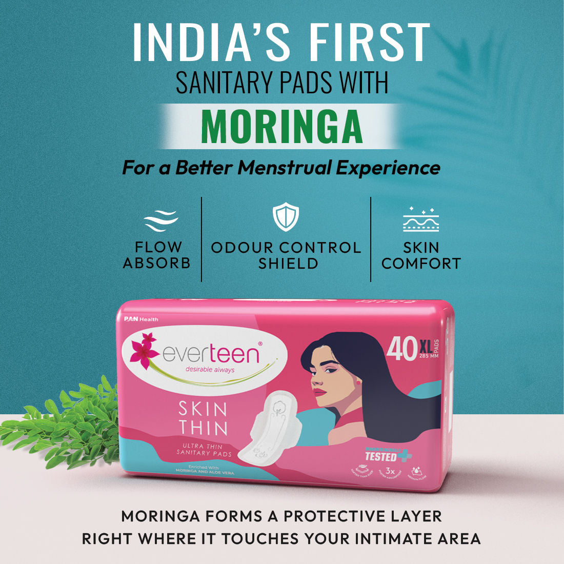 Skin Thin XL Sanitary Napkin Pads - Ultra Thin, Rash-Free, Moringa & Aloe Vera