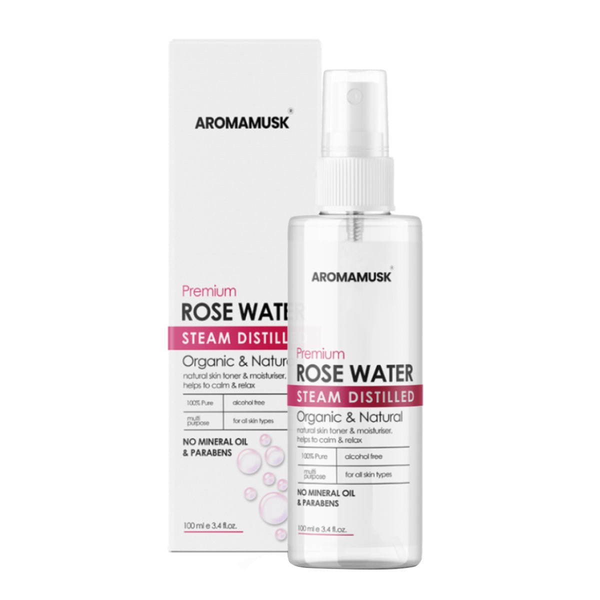 100% Organic & Natural Premium Rose Water For Face & Skin