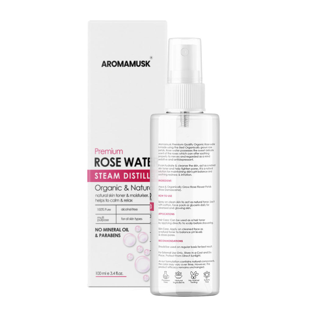 100% Organic & Natural Premium Rose Water For Face & Skin