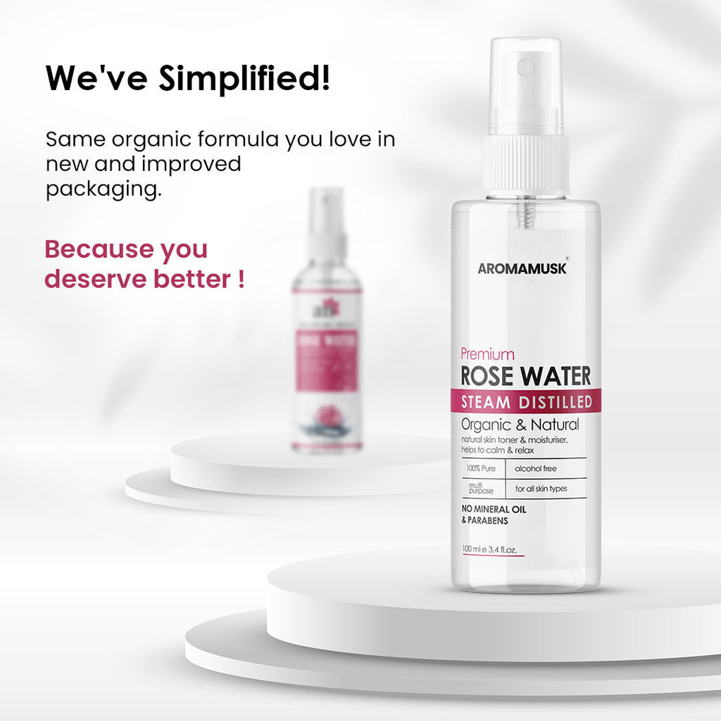 100% Organic & Natural Premium Rose Water For Face & Skin