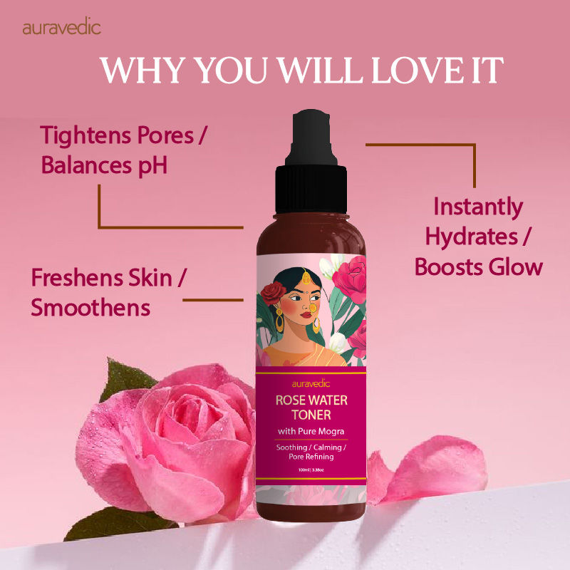 Rose Water Face Toner Spray Mogra Rose Water Spray Toner for Glowing Skin Toner Mist