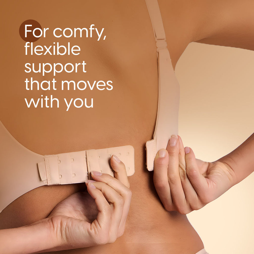 Bra Extender Stretchable Elastic Extension Strap Adjustable Buckle Clasp 2 Hook 3 Eye - Beige