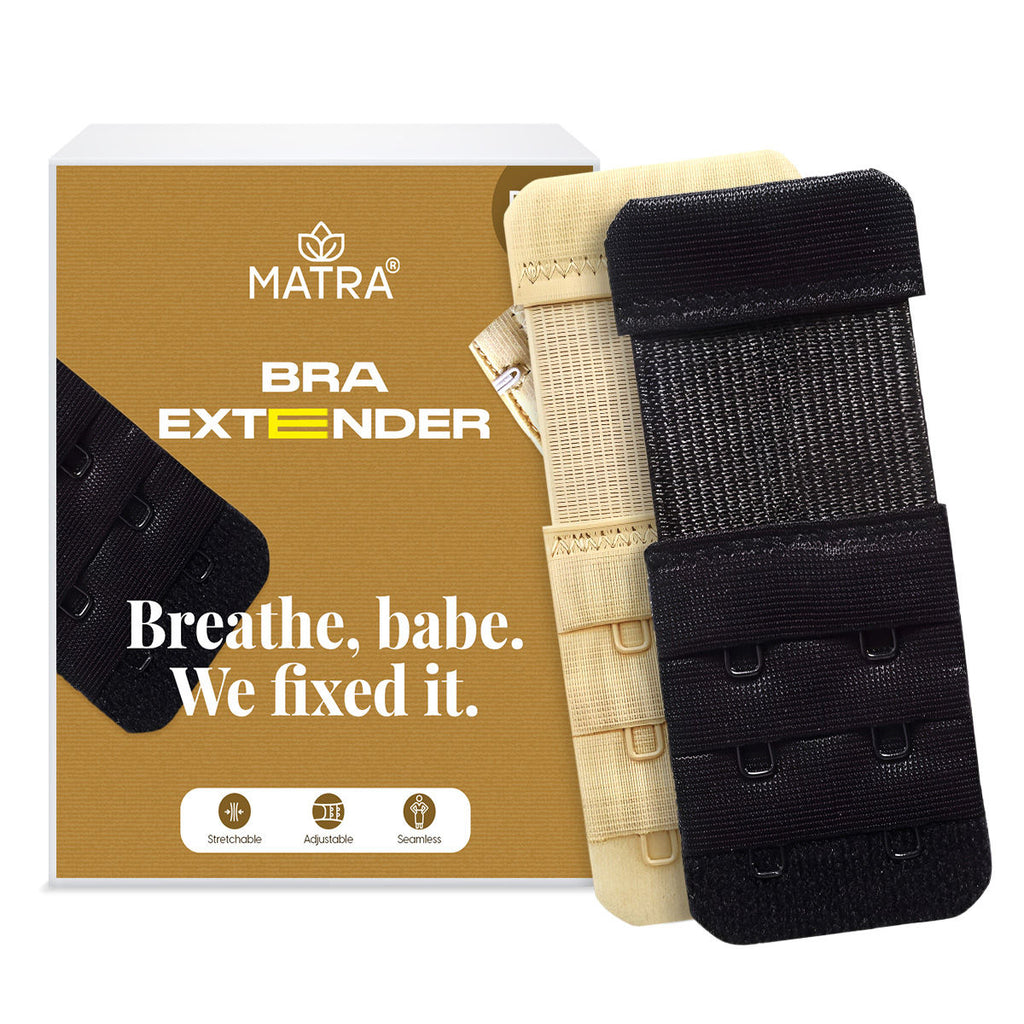 Bra Extender Stretchable Elastic Extension Strap Adjustable Buckle 2 Hook 3 Eye Beige Black