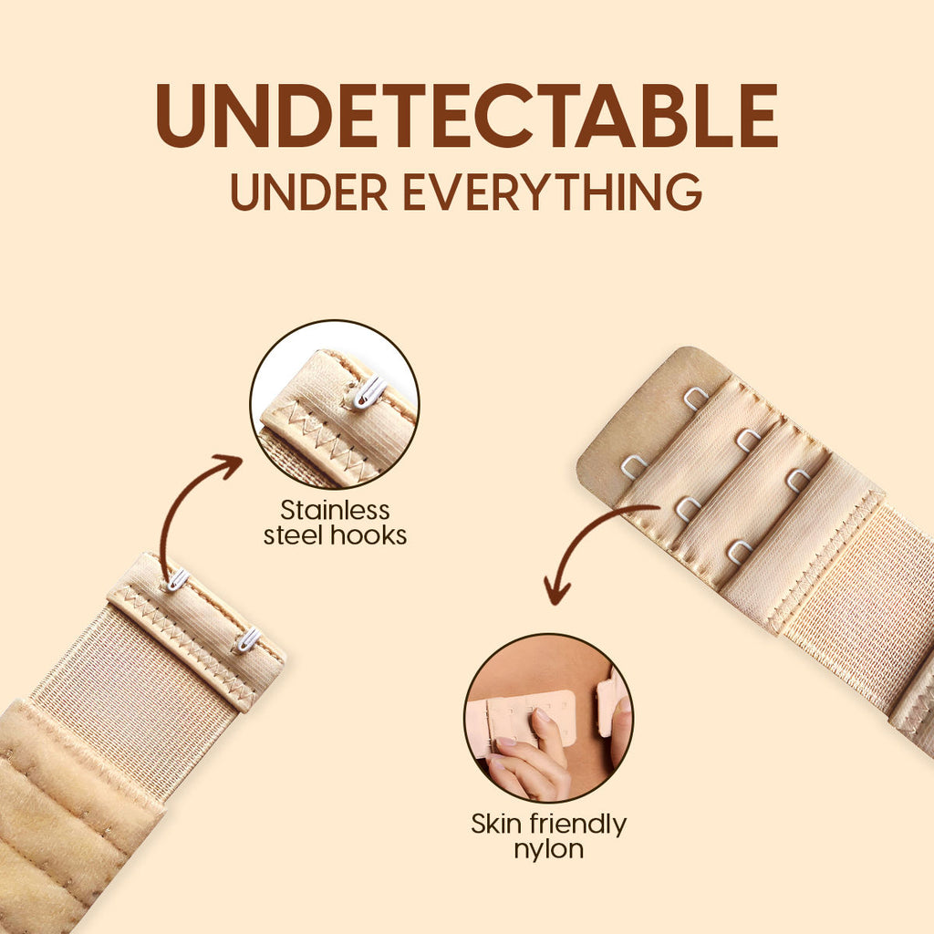 Bra Extender Stretchable Elastic Extension Strap Adjustable Buckle 2 Hook 3 Eye Beige White