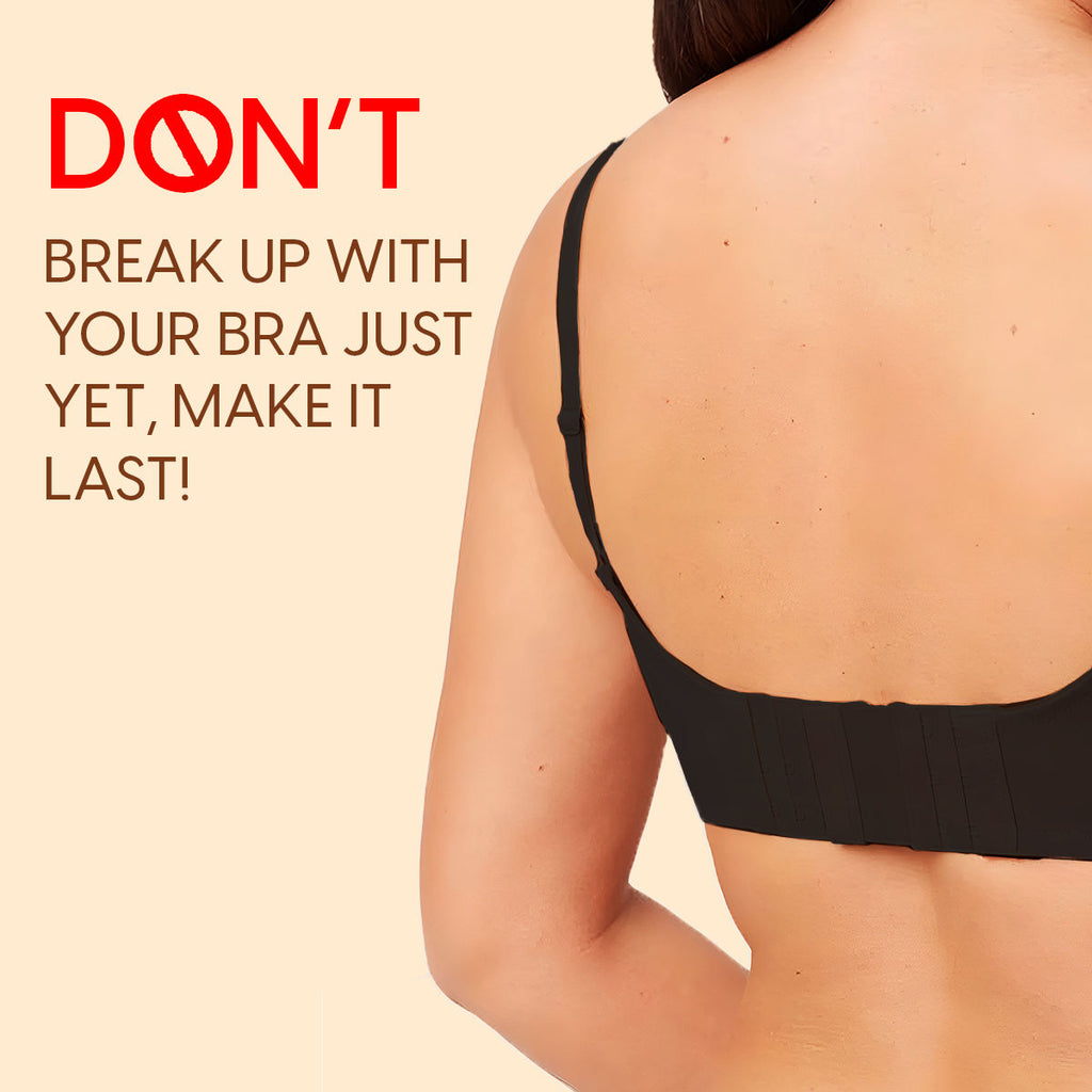 Bra Extender Stretchable Elastic Extension Strap Adjustable Buckle Clasp 3 Hook 3 Eye - Black