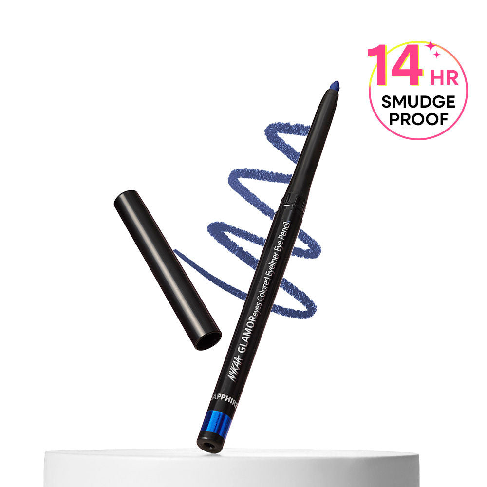 Nykaa GLAMOReyes Waterproof & Smudgeproof Colored Kajal Eyeliner Eye Pencil - Sapphire