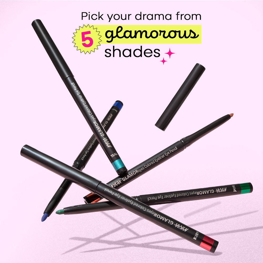 Nykaa GLAMOReyes Waterproof & Smudgeproof Colored Kajal Eyeliner Eye Pencil