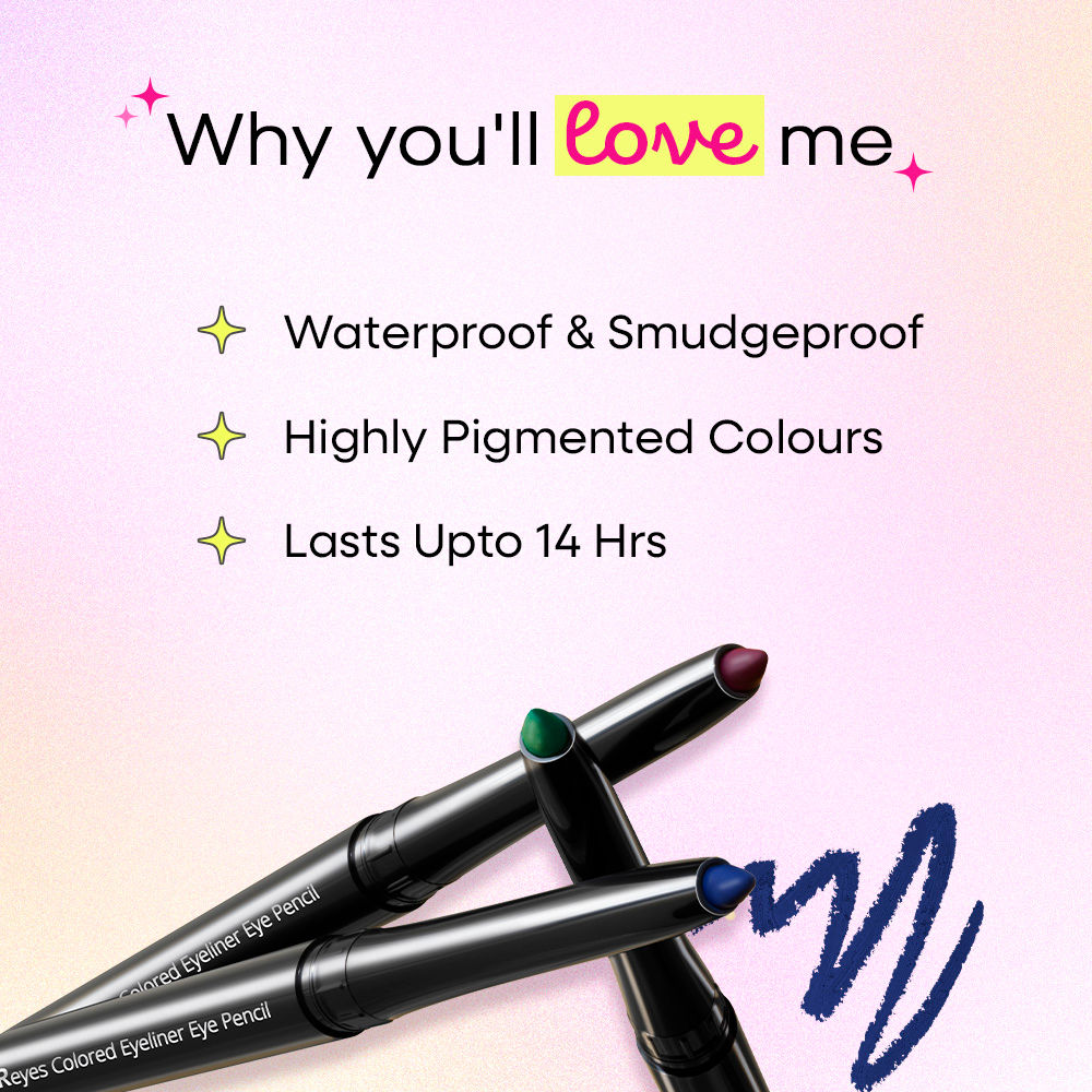 Nykaa GLAMOReyes Waterproof & Smudgeproof Colored Kajal Eyeliner Eye Pencil