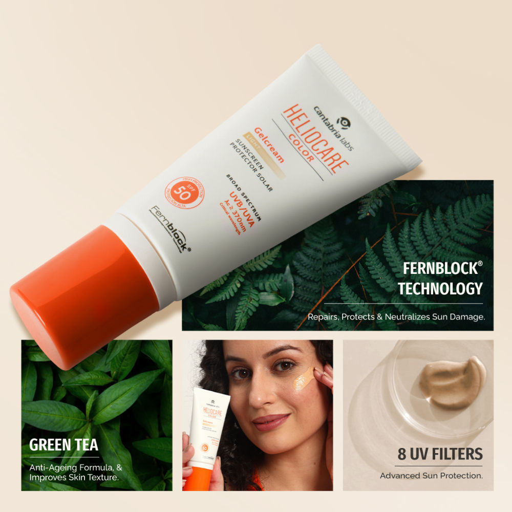 Color Gel Cream Tinted Sunscreen SPF 50 Uva & Uvb Protection, No White Cast, Dewy Finish