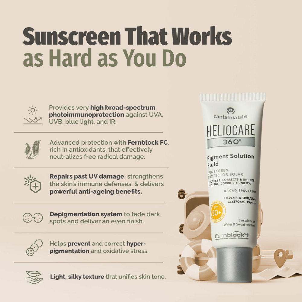 360 Pigment Solution Fluid Sunscreen With Niacinamide SPF 50+ Pa++++ Remove Tan & Brighten