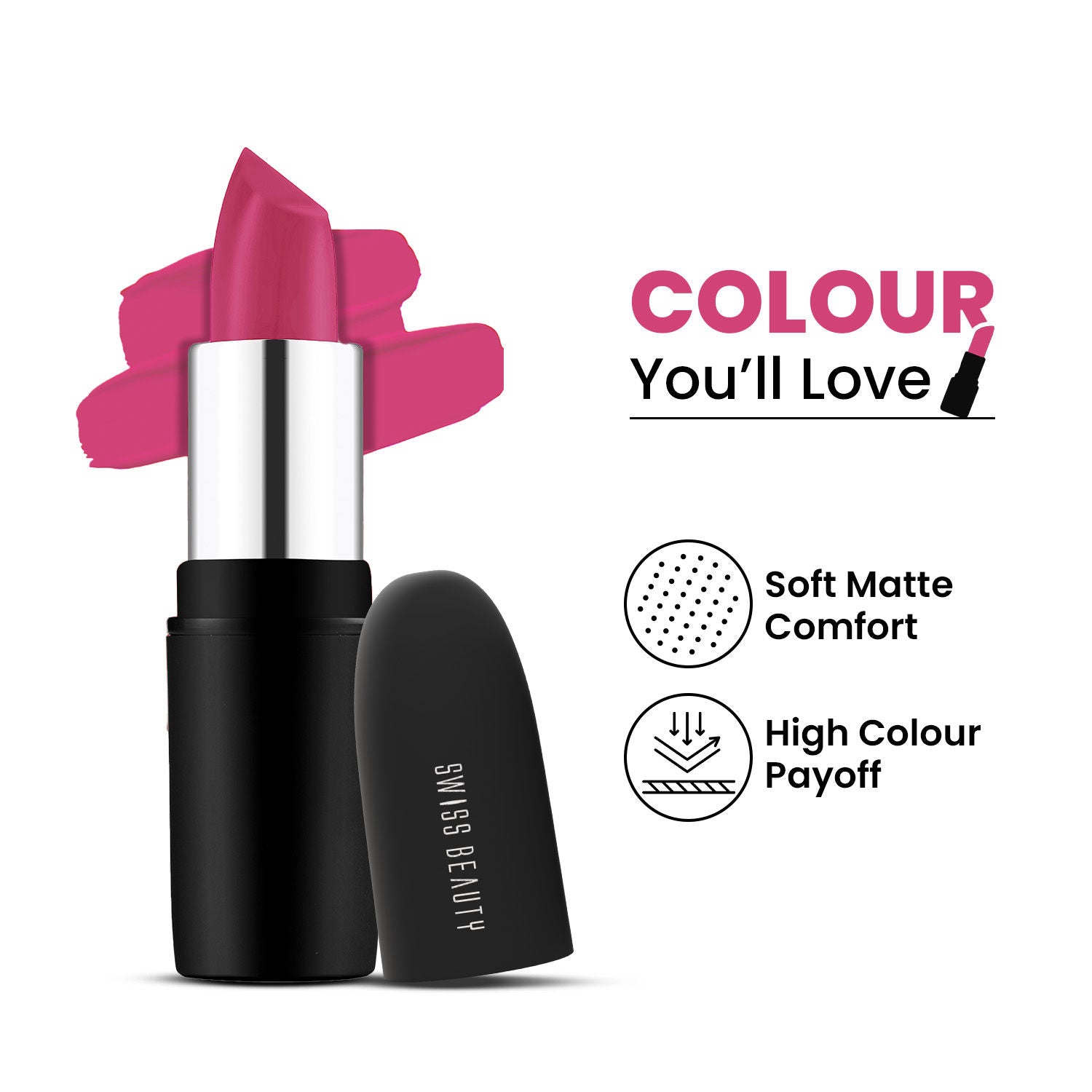 Pure Matte Lipstick , Non-Drying, Smooth Glide, Long Lasting - 209 Pink Blossom