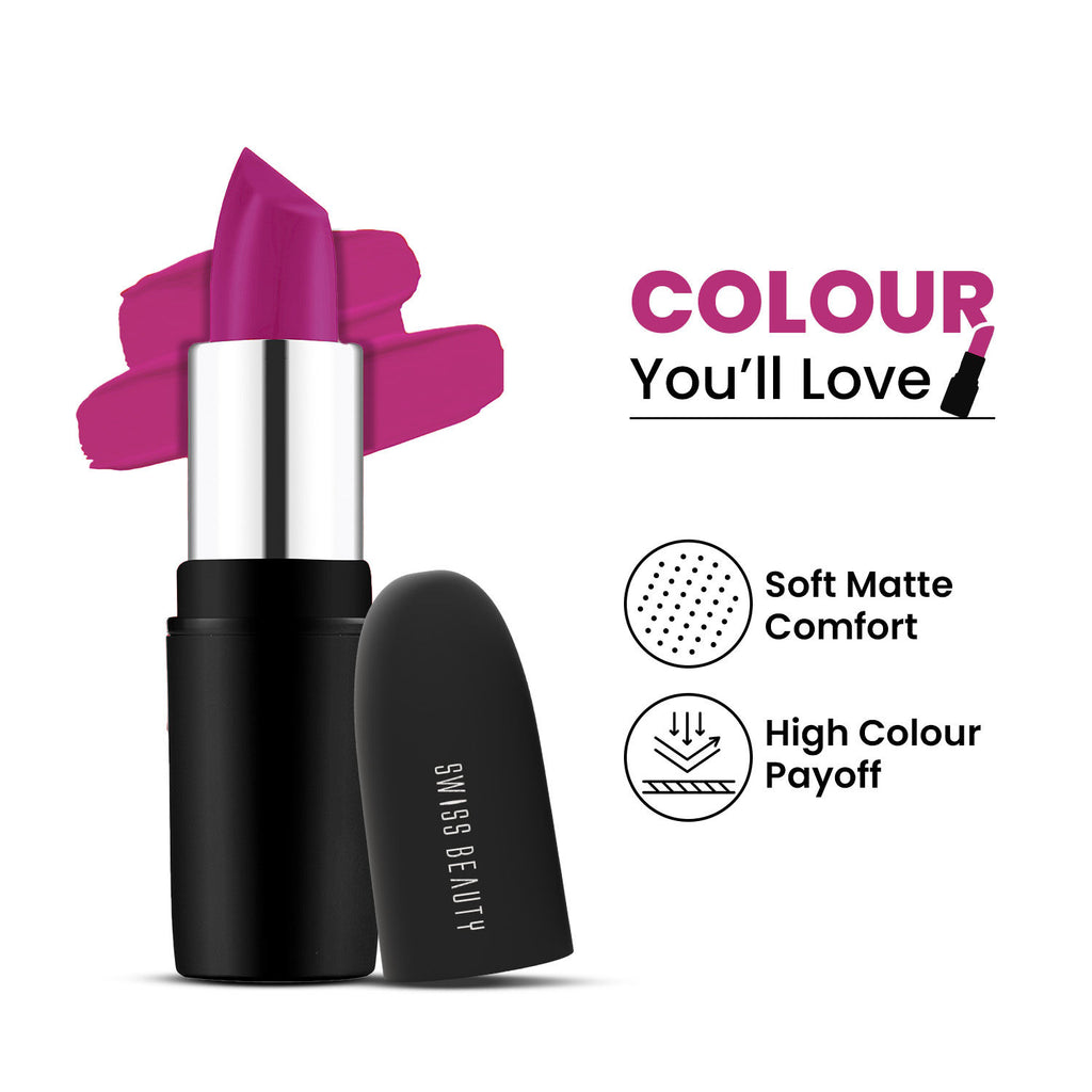 Pure Matte Lipstick , Non-Drying, Smooth Glide, Long Lasting - 210 Burgundy