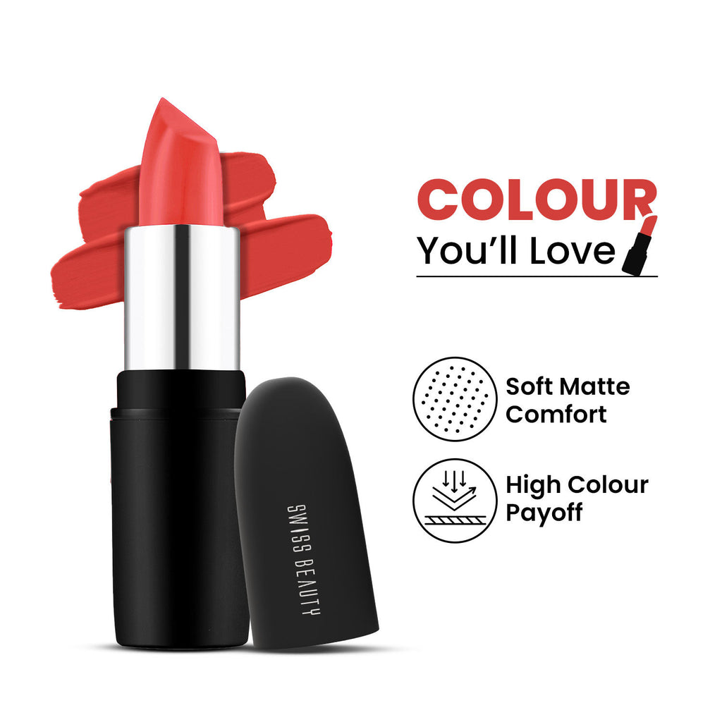 Pure Matte Lipstick , Non-Drying, Smooth Glide, Long Lasting - 217 Apricot