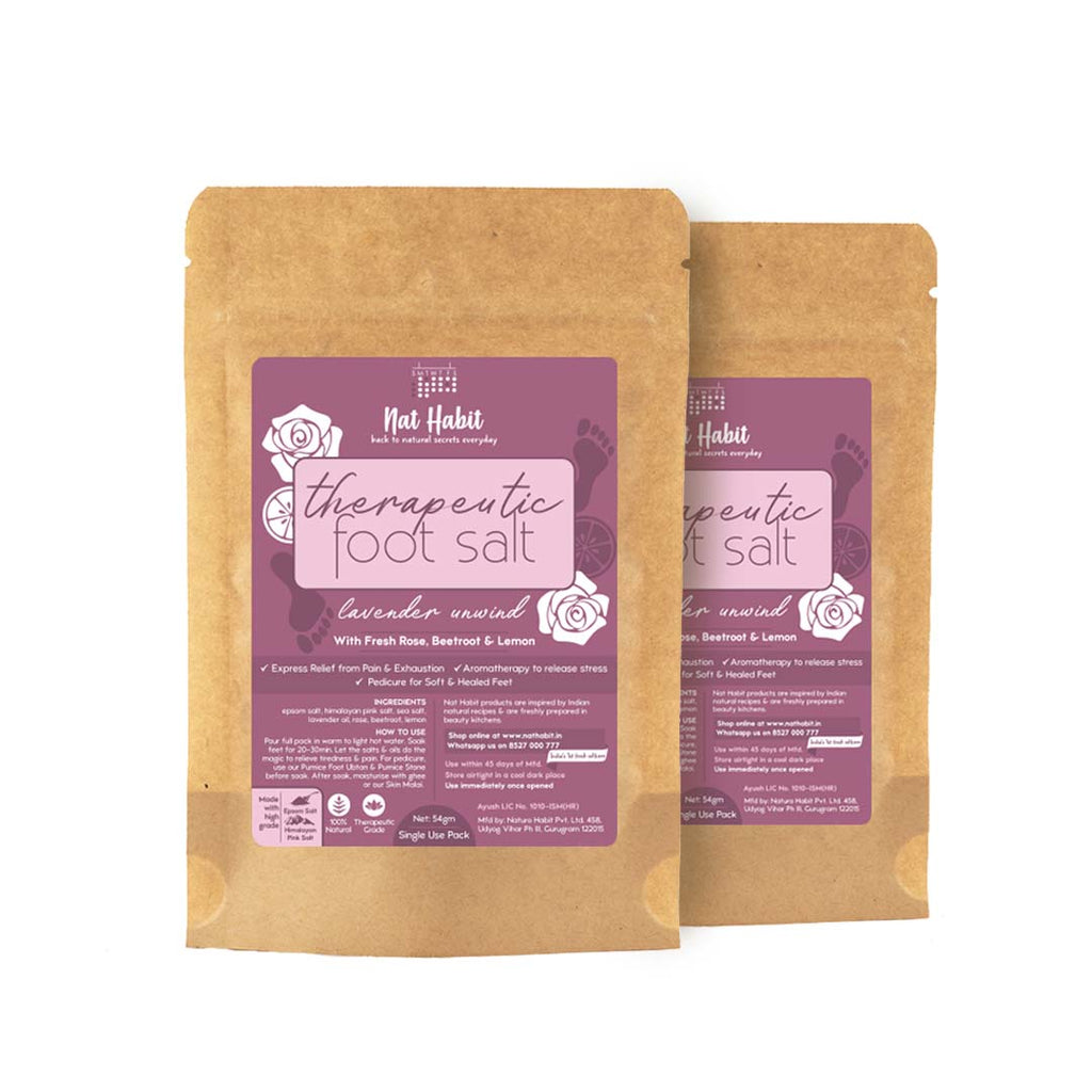 Lavender Therapeutic Foot Salt with Rose, Beetroot & Lemon Spa, Pain Relief & Aromatherapy - 100 g