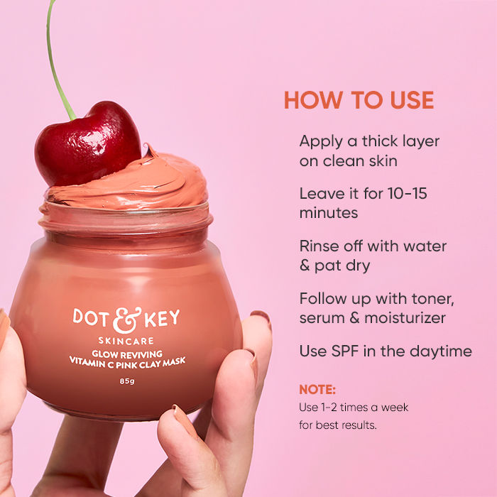 Pink Clay Face Mask For Glowing Skin With Vitamin C- Fades Dark Spots
