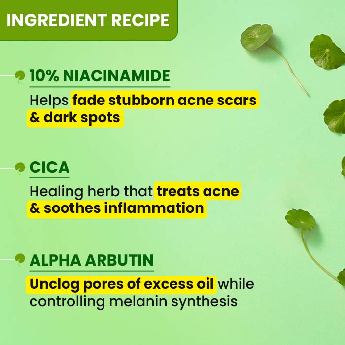 10% Niacinamide + Cica Face Serum For Oily, Acne Prone Skin & Dark Spots Reduction