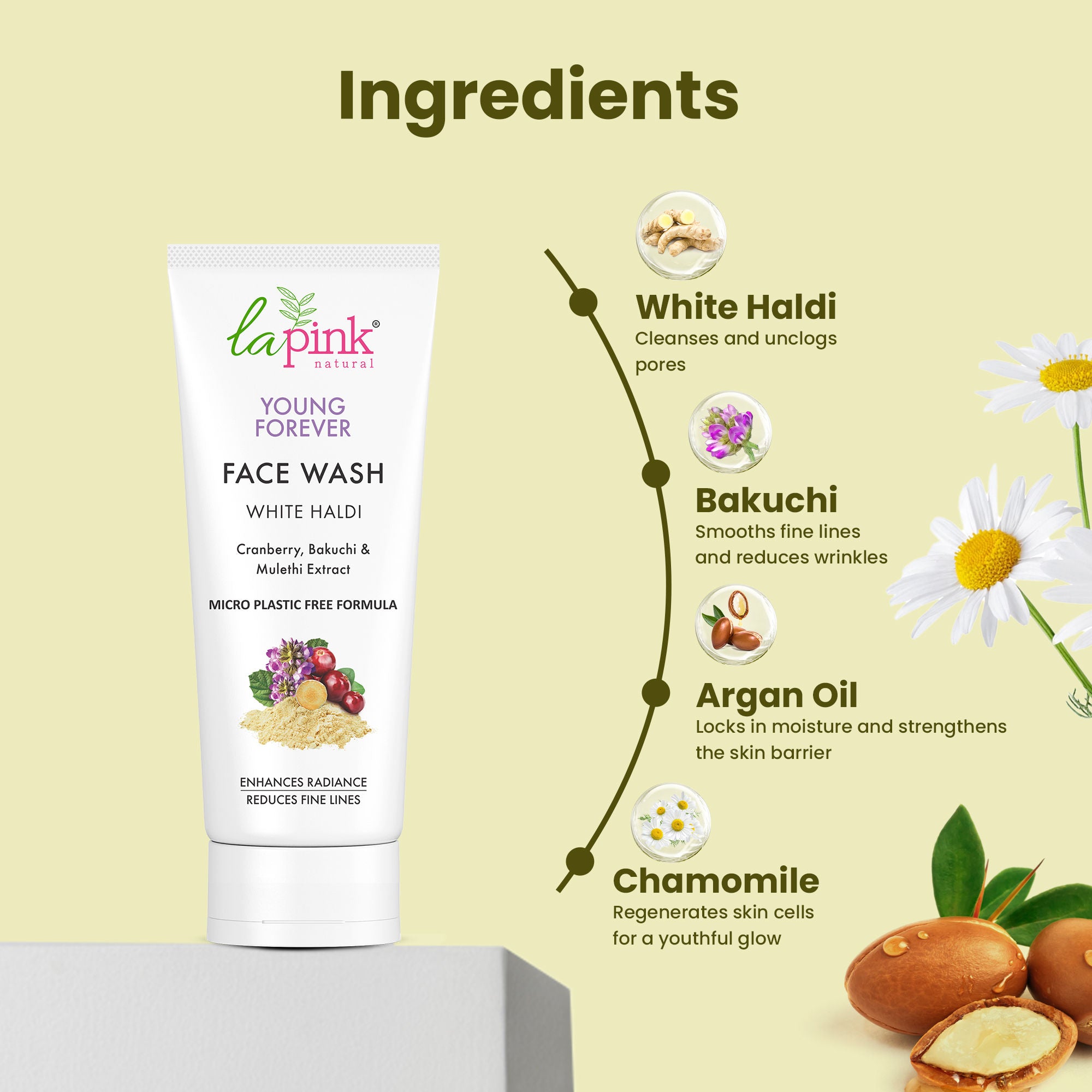 Young Forever White Haldi Face Wash Deep Cleansing Brightening Anti Aging Face Wash