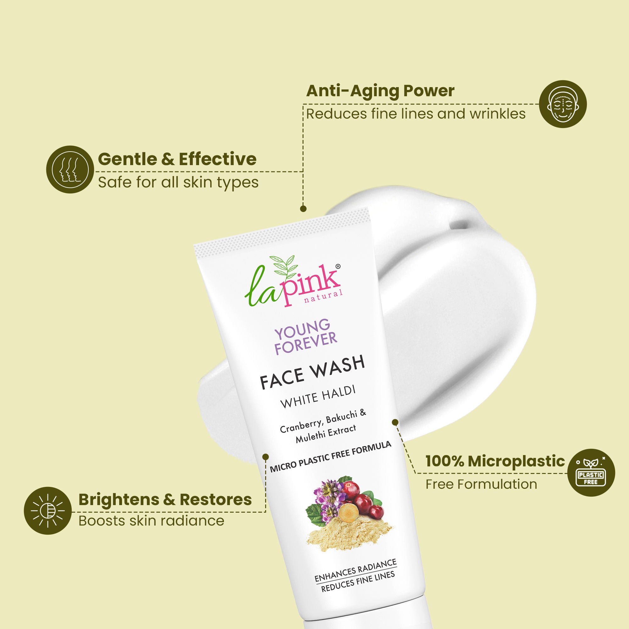Young Forever White Haldi Face Wash Deep Cleansing Brightening Anti Aging Face Wash