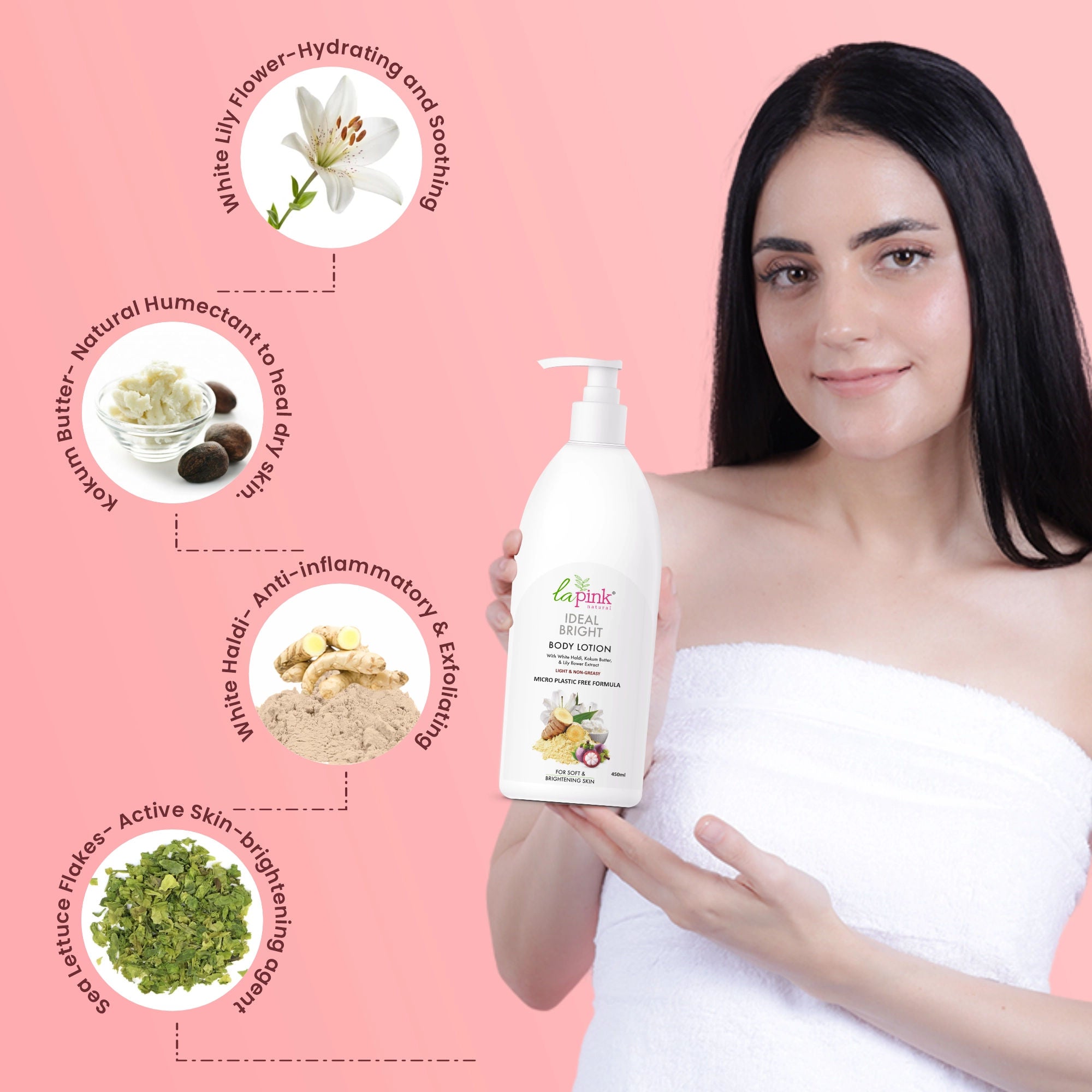 Ideal Bright Body Lotion, Non Greasy Moisturizer 100% Microplastic Free Formula