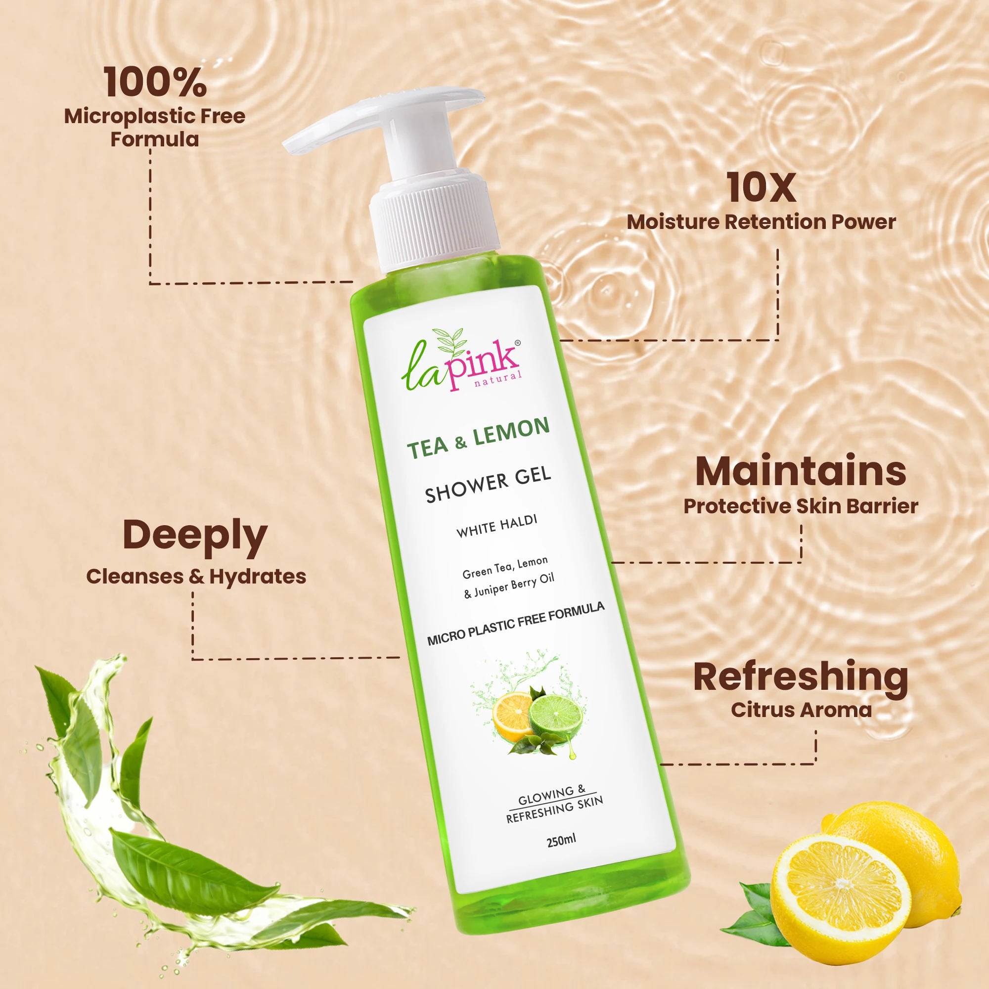 Tea Lemon Shower Gel White Haldi Glowing Refreshing Skin Deep Cleansing Body Wash