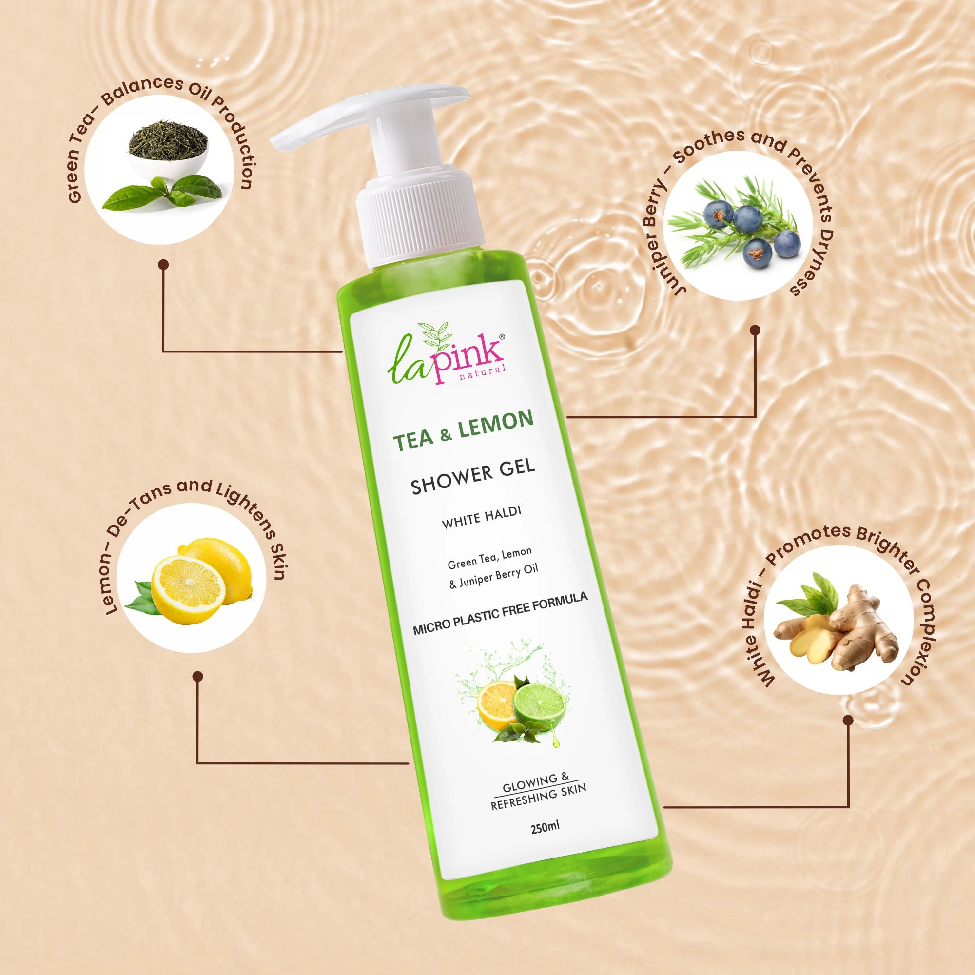 Tea Lemon Shower Gel White Haldi Glowing Refreshing Skin Deep Cleansing Body Wash