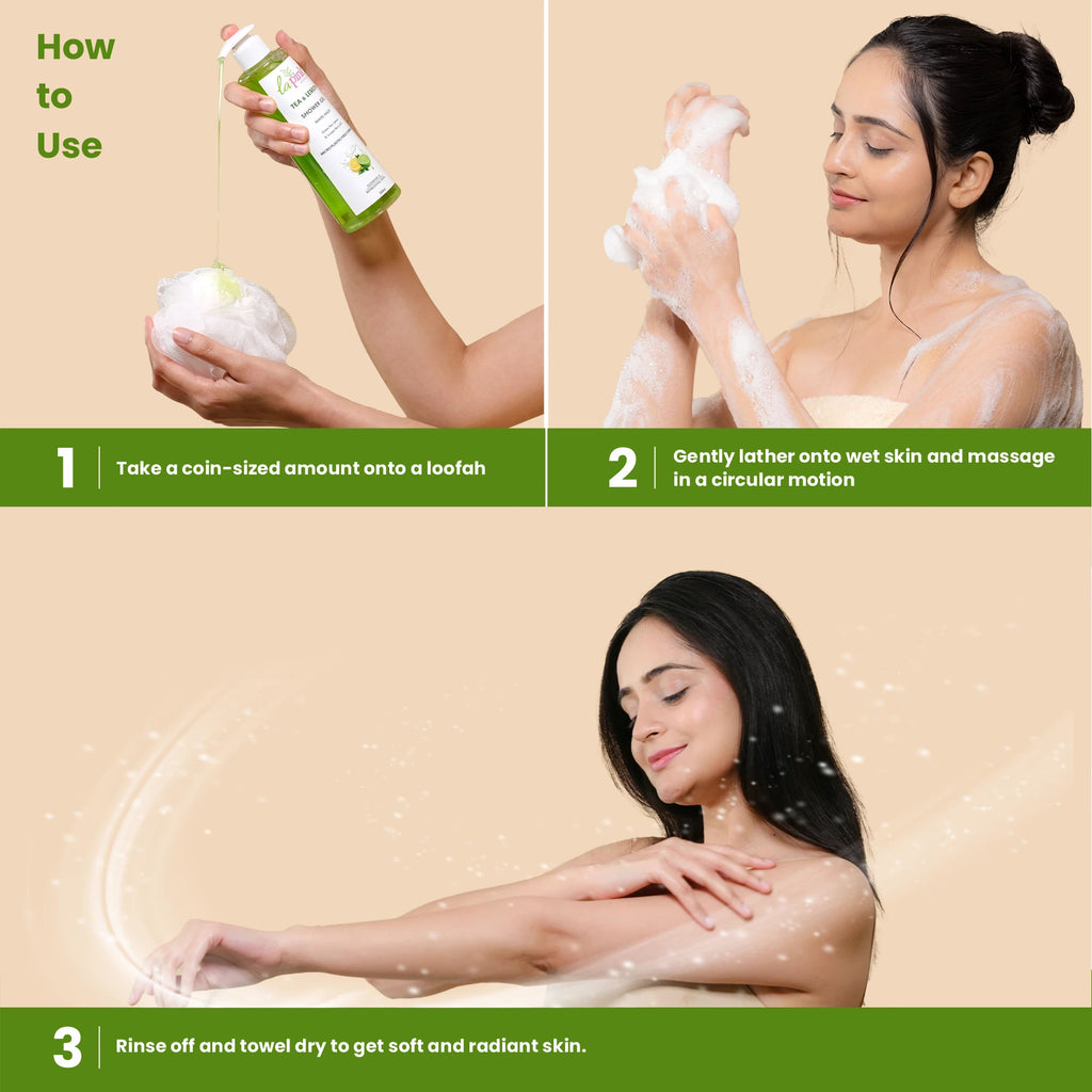 Tea Lemon Shower Gel White Haldi Glowing Refreshing Skin Deep Cleansing Body Wash