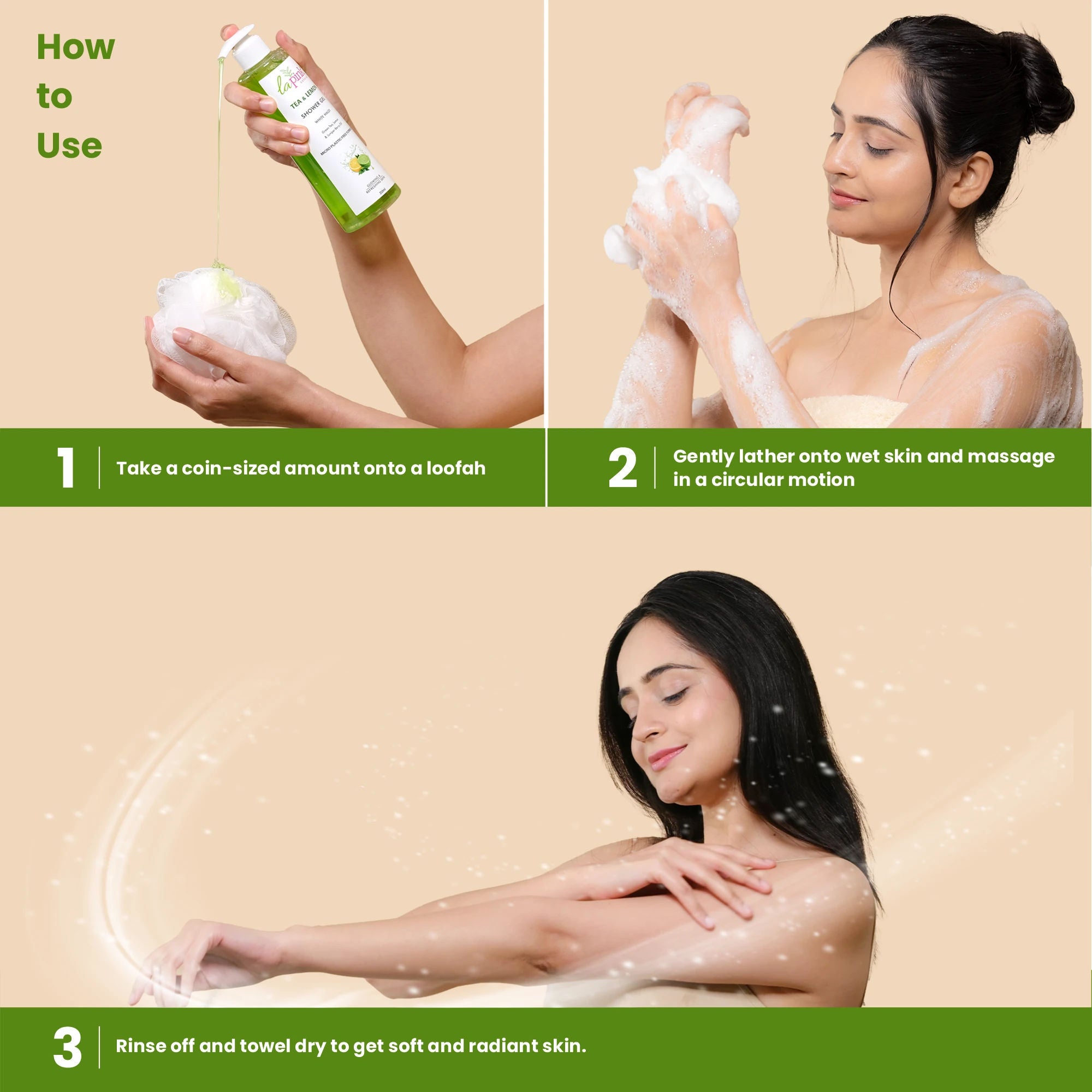Tea Lemon Shower Gel White Haldi Glowing Refreshing Skin Deep Cleansing Body Wash