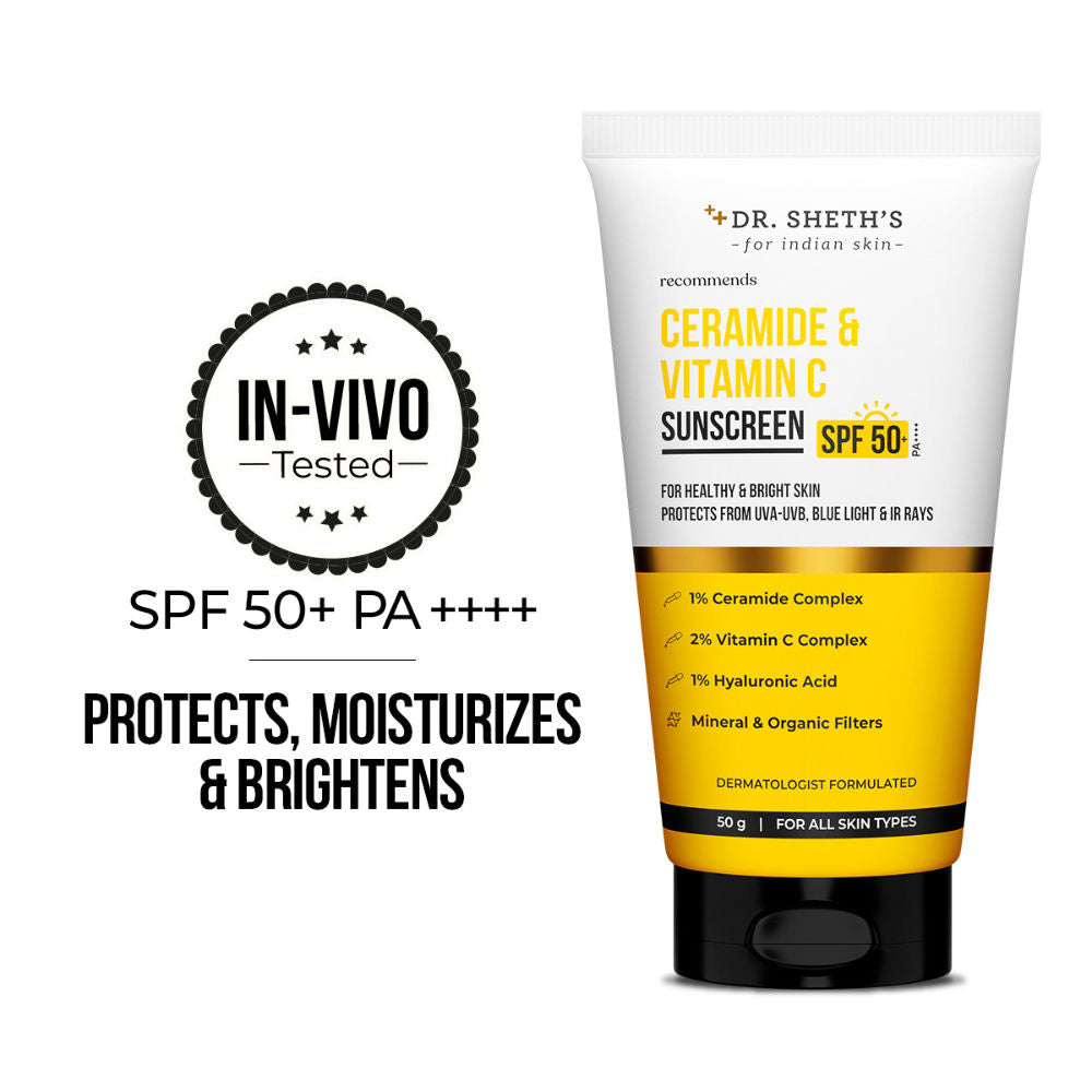Ceramide & Vitamin C Sunscreen SPF 50+ PA++++ In-Vivo Tested for Bright Skin