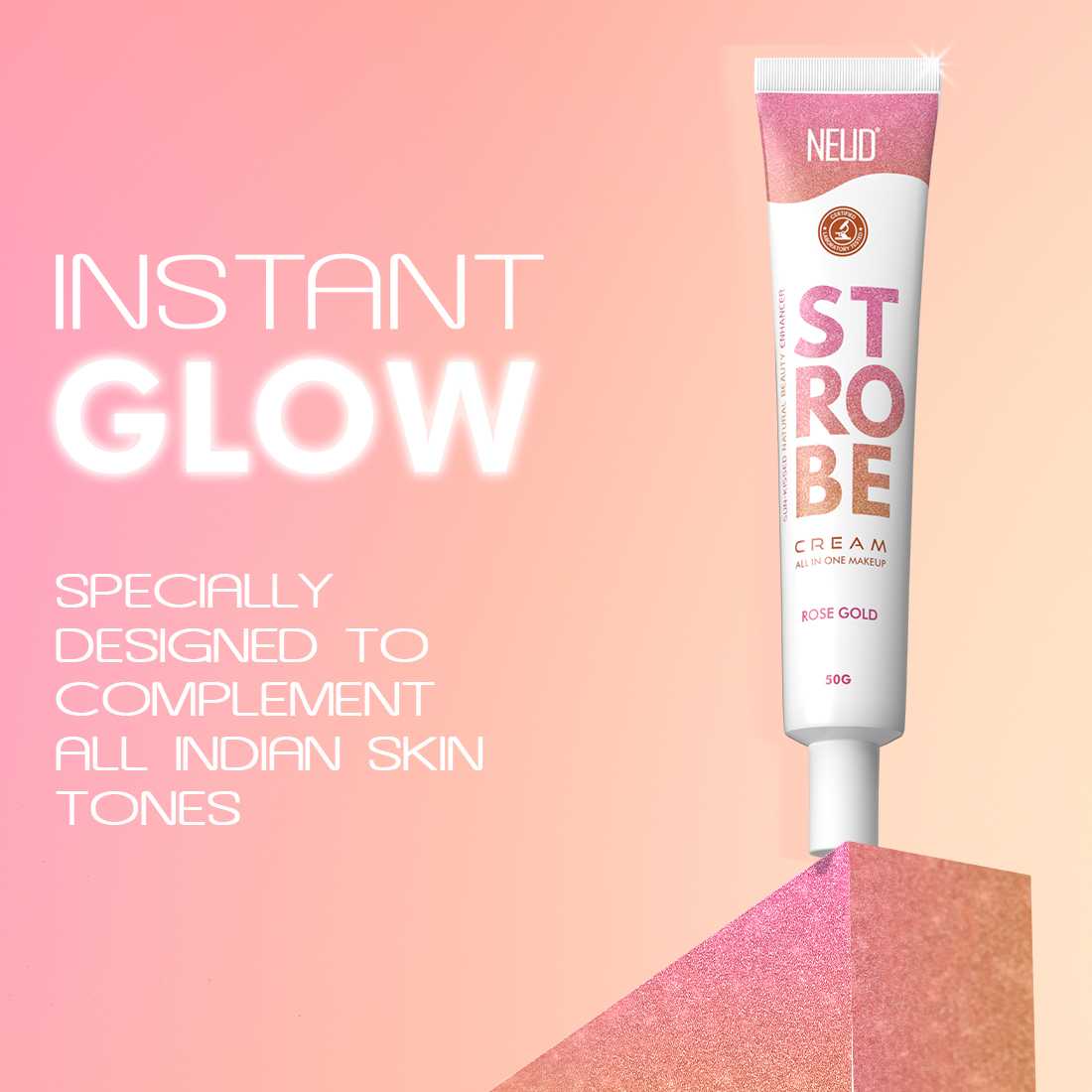 Strobe Cream Rose Gold For Glowing Skin With Hyaluronic Acid & Cocoa Butter