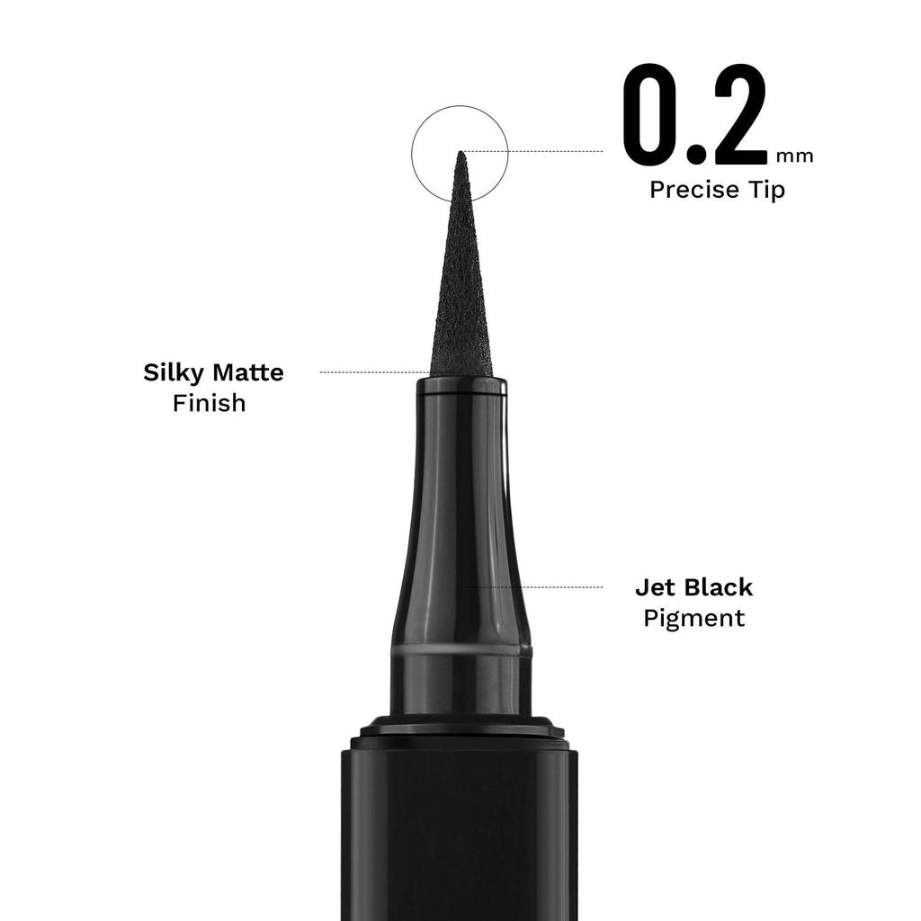 24H Sketch Eyeliner - 0.2mm Precision Tip, Deep Black Matte Finish, Waterproof & Smudgeproof