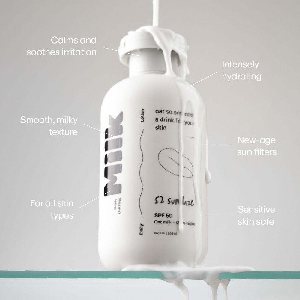Body Glazing Milk SPF 50+ PA++++ Sunscreen Body Lotion, Moisturizes & Prevents Tan