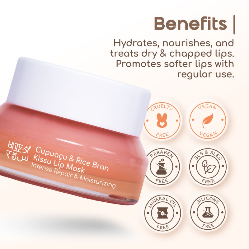 Kissu Lip Mask With Cupuacu Butter, Jojoba Oil, Rice Bran And Olive Oil