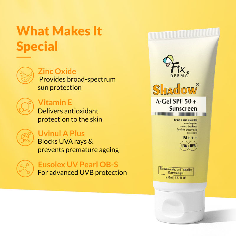 Shadow A-Gel SPF 50+ Sunscreen PA+++ For Oily & Acne-Prone Skin UVA & UVB Protection
