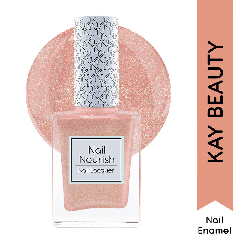 Nail Nourish Glitter Pastel Nail Enamel Polish - Rose Gold Sparkle