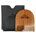Pure Neem Wooden U Shaped Beard Comb With Premium Faux Leather Pouch