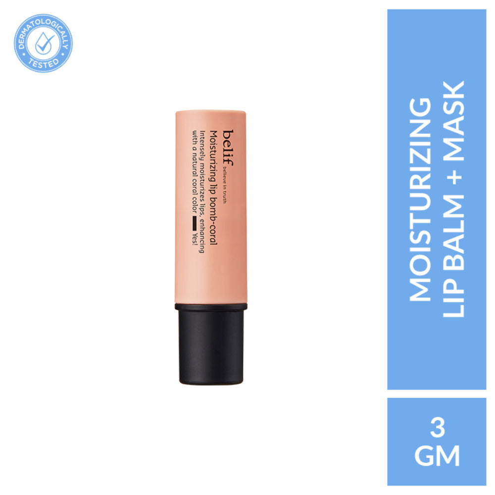 Moisturizing Korean Lip Bomb - Tinted Lip Mask, Lip Balm for Dry Lips with Shea Butter-Coral