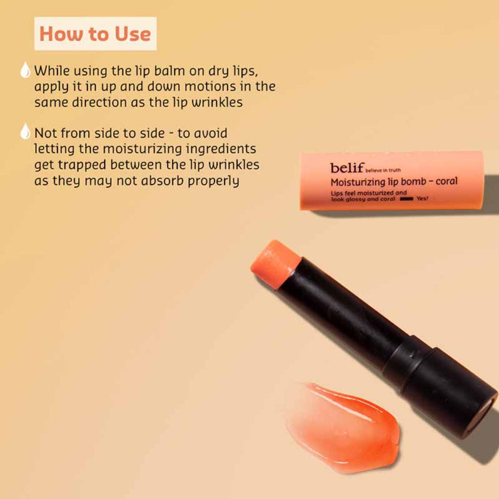 Moisturizing Korean Lip Bomb - Tinted Lip Mask, Lip Balm for Dry Lips with Shea Butter-Coral