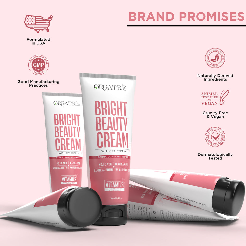 Bright Beauty Cream with Kojic Acid, Niacinamide & Hyaluronic Acid- Glowing Skin
