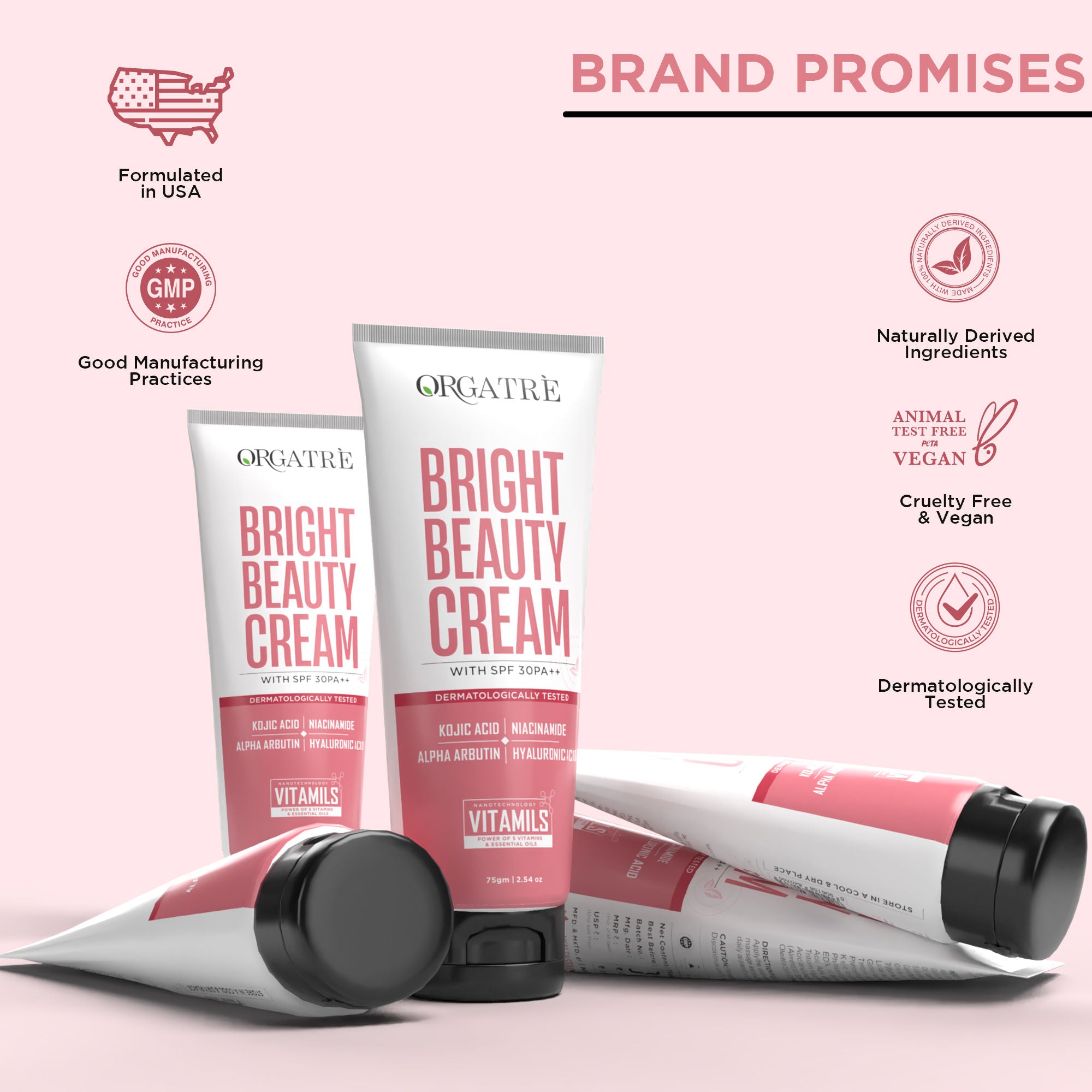 Bright Beauty Cream with Kojic Acid, Niacinamide & Hyaluronic Acid- Glowing Skin