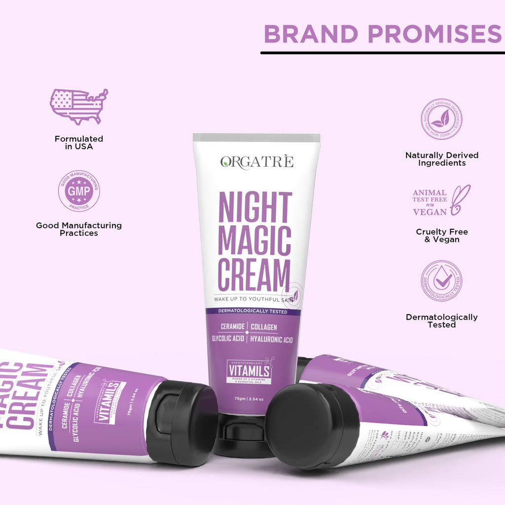 Reduces Wrinkles & Fine Lines, Anti-Aging Night Cream with Ceramide, Collagen