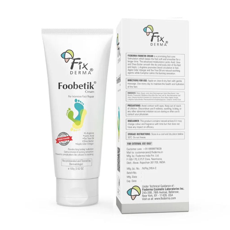 Foobetik Foot Cream with Lactic Acid & Shea Butter for Cracked Heels & Rough Feet