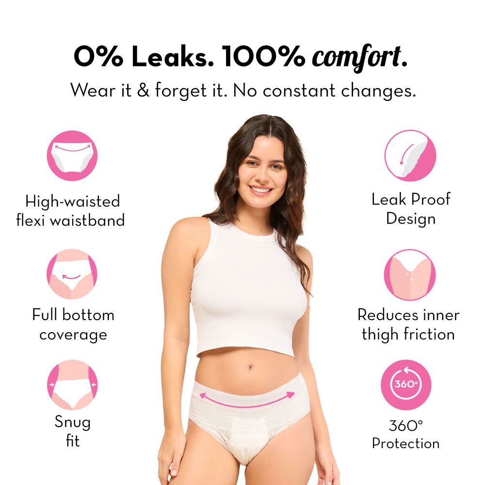 100% Leakproof High Waist Disposable Period Panty M/L 12 Hour Protection