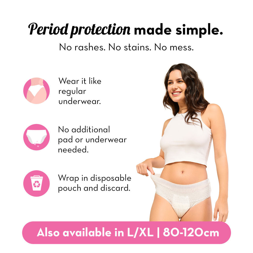 100% Leakproof High Waist Disposable Period Panty M/L 12 Hour Protection