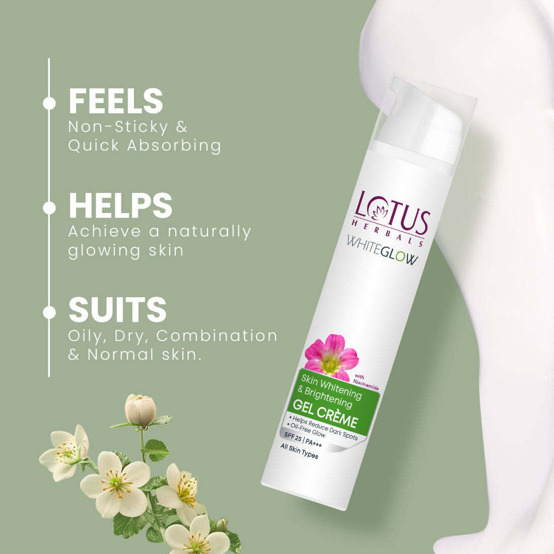WhiteGlow Skin Whitening & Brightening Gel Cream|With Niacinamide|All Skin Types