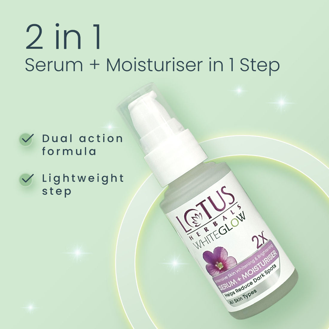 WhiteGlow Intensive Skin Whitening & Brightening Serum + Moisturiser,Reduce Dark Spots