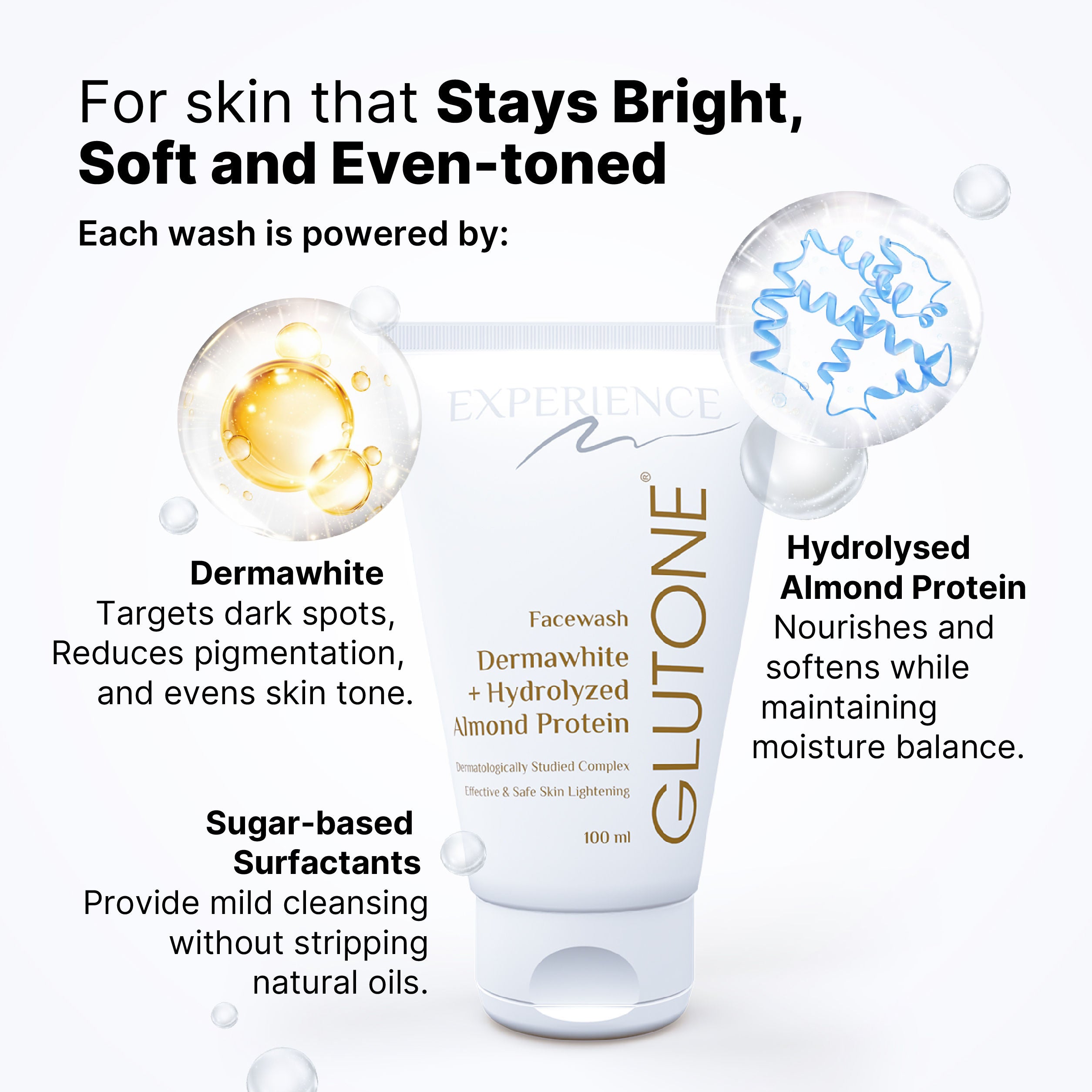 Face Wash With Dermawhite And Hydrolysed Almonds For Brighter & Radiant Skin