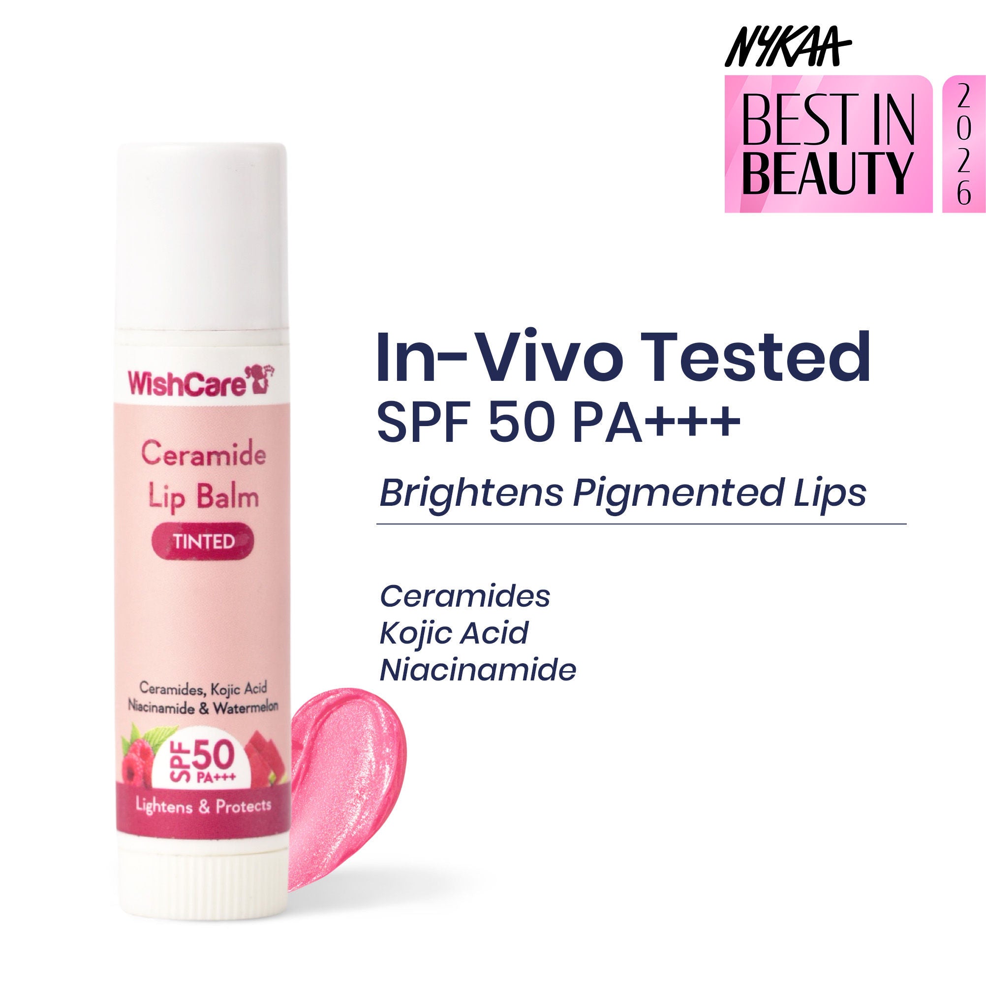 Tinted Ceramide Lip Balm for Dark Pigmented Lips with SPF50 PA+++ Heals Dry & Chapped Lips