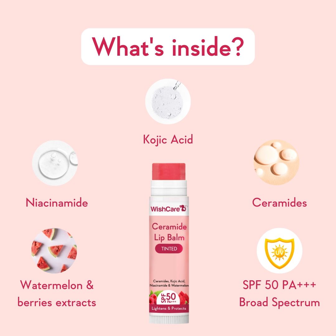 Tinted Ceramide Lip Balm for Dark Pigmented Lips with SPF50 PA+++ Heals Dry & Chapped Lips
