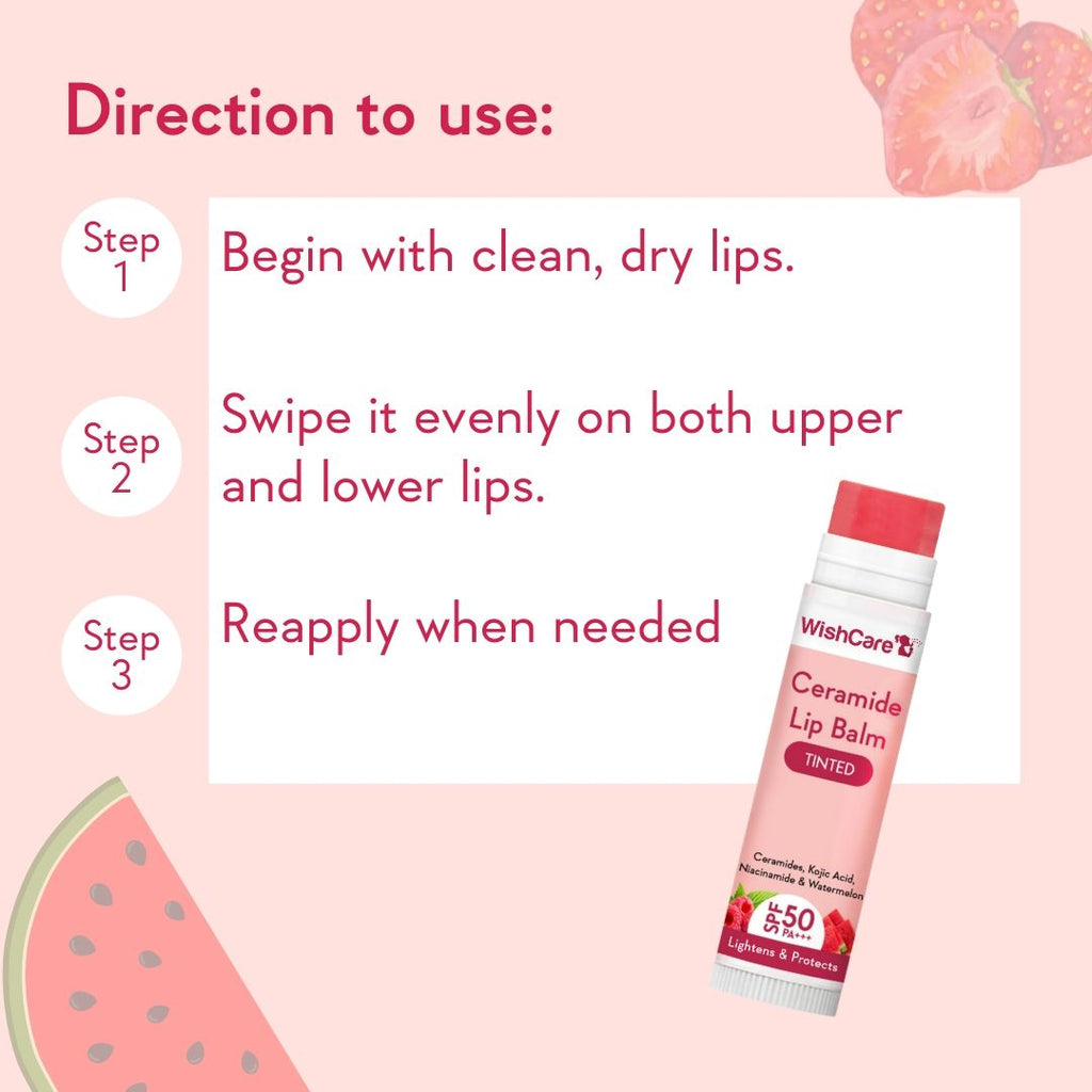 Tinted Ceramide Lip Balm for Dark Pigmented Lips with SPF50 PA+++ Heals Dry & Chapped Lips